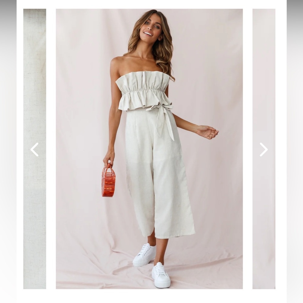 NWT Linen Strapless Jumpsuit